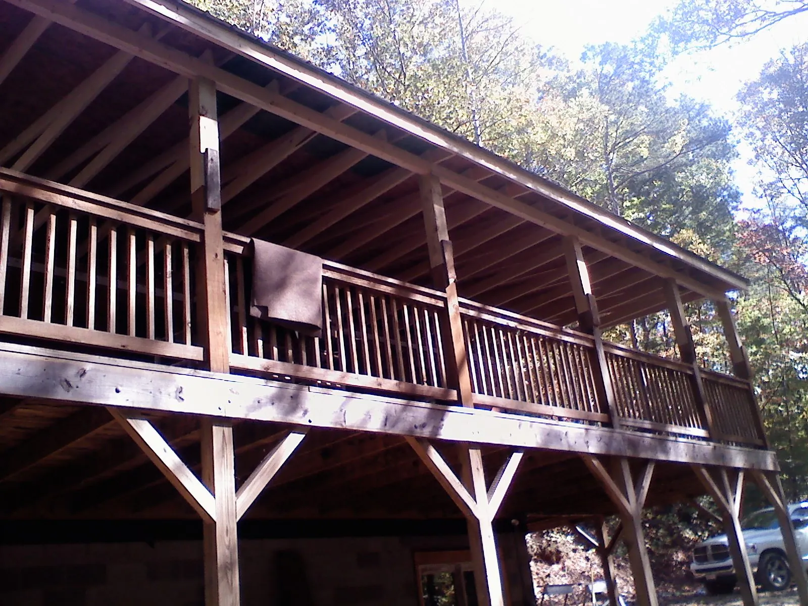 Timber framing under a new elevated porch and deck — Roof Leak Repair in South Plainfield by Roofing Brothers